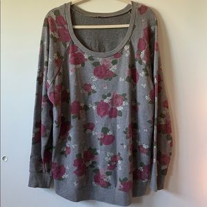 flower print scoop neck sweatshirt